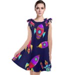 Space-patterns Tie Up Tunic Dress