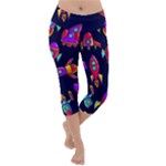 Space-patterns Lightweight Velour Capri Yoga Leggings