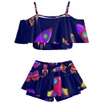 Space-patterns Kids  Off Shoulder Skirt Bikini