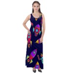 Space-patterns Sleeveless Velour Maxi Dress