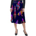 Space-patterns Classic Velour Midi Skirt 