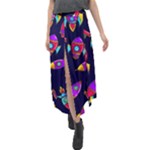 Space-patterns Velour Split Maxi Skirt