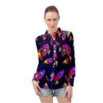 Space-patterns Long Sleeve Chiffon Shirt