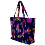 Space-patterns Zip Up Canvas Bag