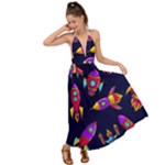 Space-patterns Backless Maxi Beach Dress