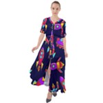 Space-patterns Waist Tie Boho Maxi Dress