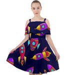 Space-patterns Cut Out Shoulders Chiffon Dress