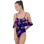 Space-patterns Drape Piece Swimsuit