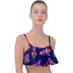 Space-patterns Frill Bikini Top