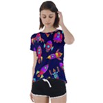 Space-patterns Short Sleeve Open Back Tee