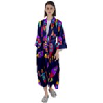 Space-patterns Maxi Satin Kimono