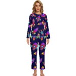 Space-patterns Womens  Long Sleeve Lightweight Pajamas Set