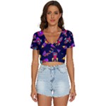 Space-patterns V-Neck Crop Top