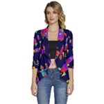 Space-patterns Women s 3/4 Sleeve Ruffle Edge Open Front Jacket