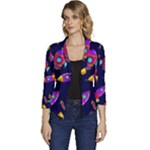 Space-patterns Women s Casual 3/4 Sleeve Spring Jacket