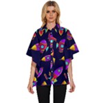 Space-patterns Women s Batwing Button Up Shirt