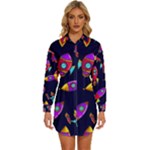 Space-patterns Womens Long Sleeve Shirt Dress