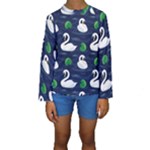 Swan-pattern-elegant-design Kids  Long Sleeve Swimwear