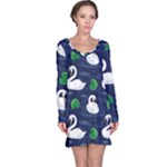 Swan-pattern-elegant-design Long Sleeve Nightdress