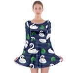 Swan-pattern-elegant-design Long Sleeve Skater Dress