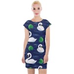 Swan-pattern-elegant-design Cap Sleeve Bodycon Dress