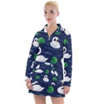 Swan-pattern-elegant-design Women s Long Sleeve Casual Dress