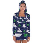 Swan-pattern-elegant-design Long Sleeve Hooded T-shirt