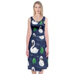 Swan-pattern-elegant-design Midi Sleeveless Dress