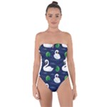 Swan-pattern-elegant-design Tie Back One Piece Swimsuit