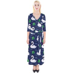 Quarter Sleeve Wrap Maxi Dress 