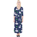 Swan-pattern-elegant-design Quarter Sleeve Wrap Maxi Dress