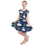 Swan-pattern-elegant-design Kids  Short Sleeve Dress