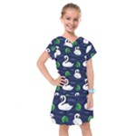 Swan-pattern-elegant-design Kids  Drop Waist Dress