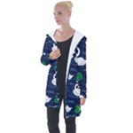 Swan-pattern-elegant-design Longline Hooded Cardigan