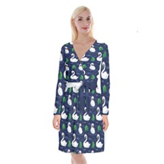 Long Sleeve Velvet Front Wrap Dress 