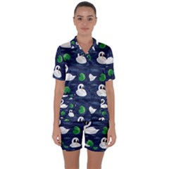 Satin Short Sleeve Pajamas Set 