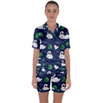 Swan-pattern-elegant-design Satin Short Sleeve Pajamas Set