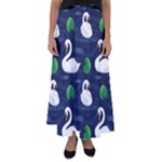 Swan-pattern-elegant-design Flared Maxi Skirt