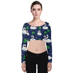 Velvet Long Sleeve Crop Top 
