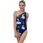 Swan-pattern-elegant-design To One Side Swimsuit