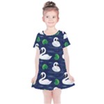 Swan-pattern-elegant-design Kids  Simple Cotton Dress