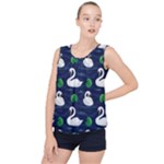 Swan-pattern-elegant-design Bubble Hem Chiffon Tank Top