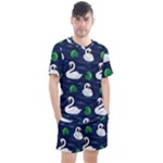 Swan-pattern-elegant-design Men s Mesh Tee and Shorts Set