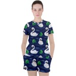 Swan-pattern-elegant-design Women s Tee and Shorts Set