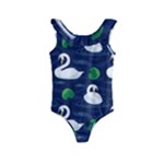 Swan-pattern-elegant-design Kids  Frill Swimsuit