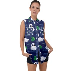 Sleeveless Chiffon Button Shirt 