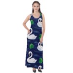 Swan-pattern-elegant-design Sleeveless Velour Maxi Dress