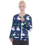 Swan-pattern-elegant-design Casual Zip Up Jacket