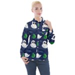 Swan-pattern-elegant-design Women s Long Sleeve Pocket Shirt