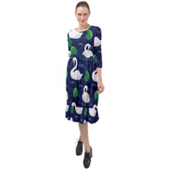 Ruffle End Midi Chiffon Dress 